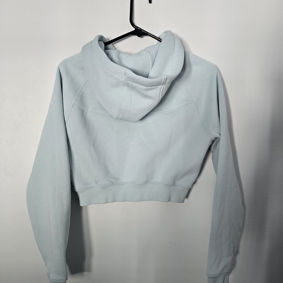 Alphalete Women's Small Cropped Hoodie Mint Light Blue Fleece Lined - Picture 3 of 3